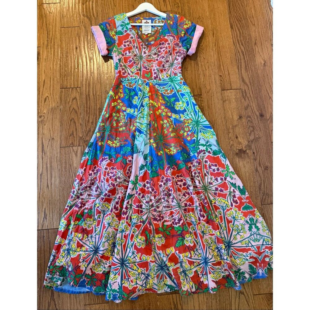 Anthropologie Roopa Pemmaraju Amandine cotton colorful double lined dress size s - Picture 8 of 10